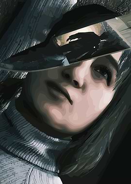 Woman's Portrait with Shattered Glass Effect