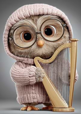 Owl with Harp
