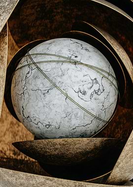 Marble Sphere with Golden Accents