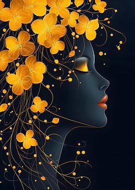 Floral Woman Profile Art