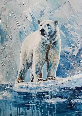 Polar Bear on Ice Painting