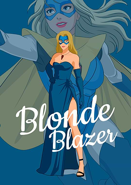 Blonde Blazer Superheroine Illustration