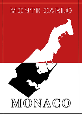 Monte Carlo Monaco Map Art