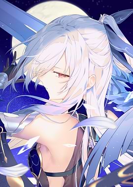 Girl with Sword and Moon