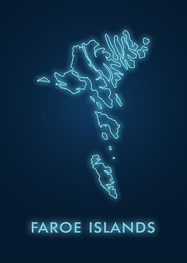 Faroe Islands Neon Map