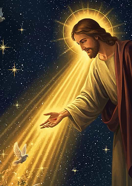 Jesus Christ Light and Doves
