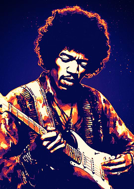 Jimi Hendrix Playing Guitar Portrait