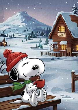 Snoopy Winter Cafe Scene