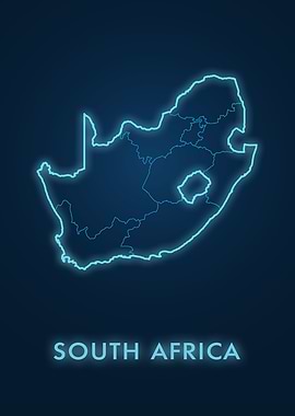 South Africa Neon Map