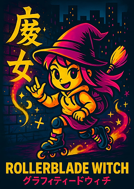 Rollerblade Witch Graffiti Art