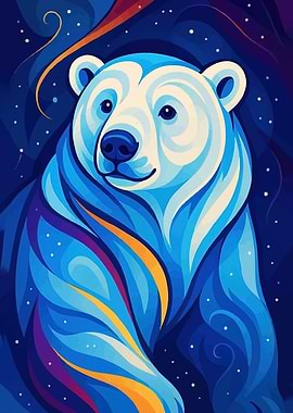 Stylized Blue Bear Portrait