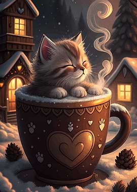 Cozy Kitten in a Cup