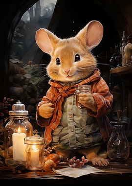 Mouse with Jar and Candles