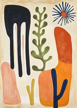 Abstract Botanical Shapes Painting