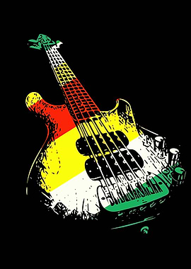 Rasta Bass Guitar Pop Art