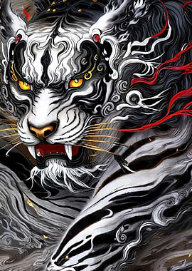 Stylized White Tiger Portrait