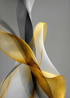 Abstract Gold and Gray Ribbon Art