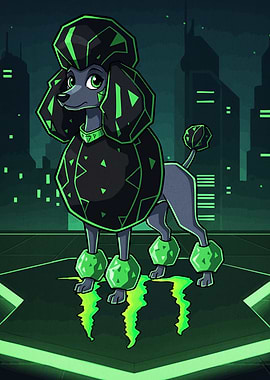 Cyberpunk Poodle Green Accents
