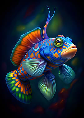 Colorful Mandarinfish Portrait