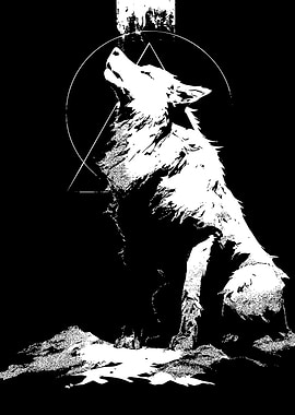 Howling Wolf Black and White Art