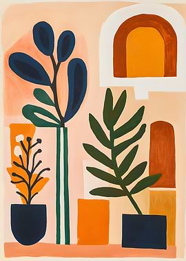 Abstract Still Life with Plants