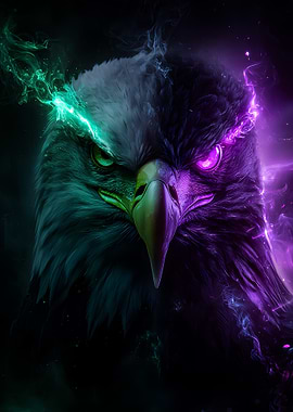 Eagle with Neon Lights