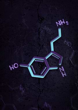 Serotonin Molecule Neon Art