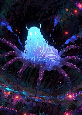 Glowing Spider Creature Dark Forest