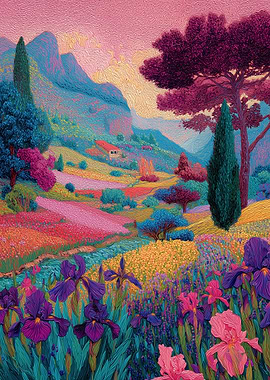 Colorful Floral Landscape Painting