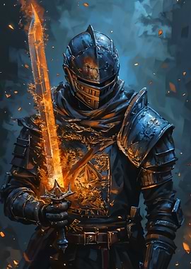 Fiery Knight with Sword