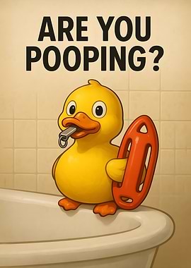 Are You Pooping? Duck Cartoon