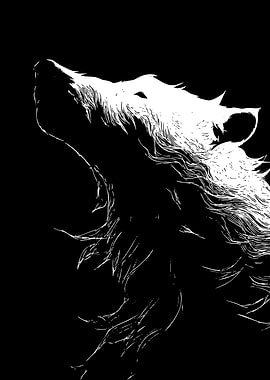 Howling Wolf Black and White Art