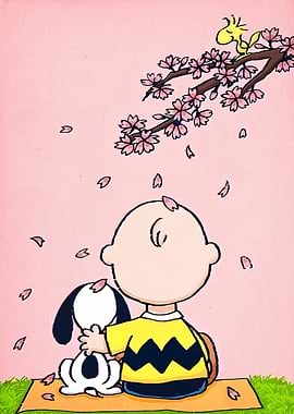 Charlie Brown, Snoopy, and Cherry Blossoms