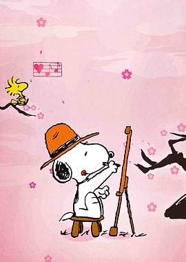 Snoopy the Artist with Woodstock