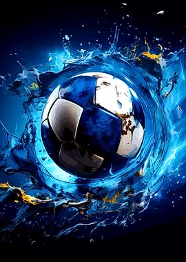 Blue Soccer Ball Splash Art