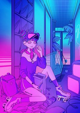 Cyberpunk Girl with VR Headset