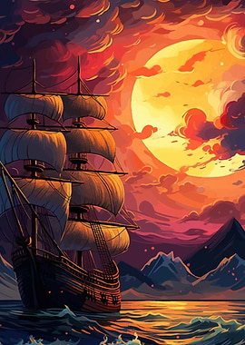 Sailing Ship Sunset
