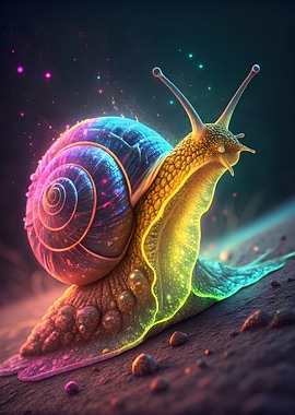Colorful Snail with Galaxy Shell