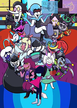 Deltarune characters group illustration