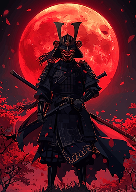 Samurai Warrior Red Moon