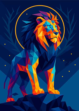 Geometric Lion Illustration