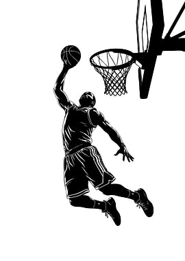 Basketball Player Dunking Silhouette