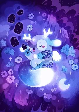 Cute Fantasy Creature in Dreamy Scene