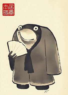 Frog in Kimono with Fan