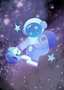 Astronaut in Space with Planet