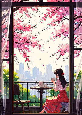Cherry Blossom Balcony View