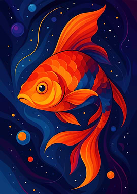 Stylized Orange Fish Dark