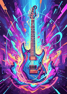 Electric Guitar Colorful Abstract Art