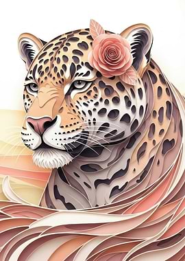 Elegant Leopard with Rose