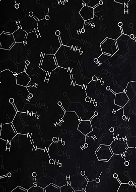 Chemical Structures on Black Background